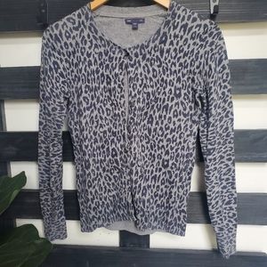 Gap Gray Leopard Cardigan